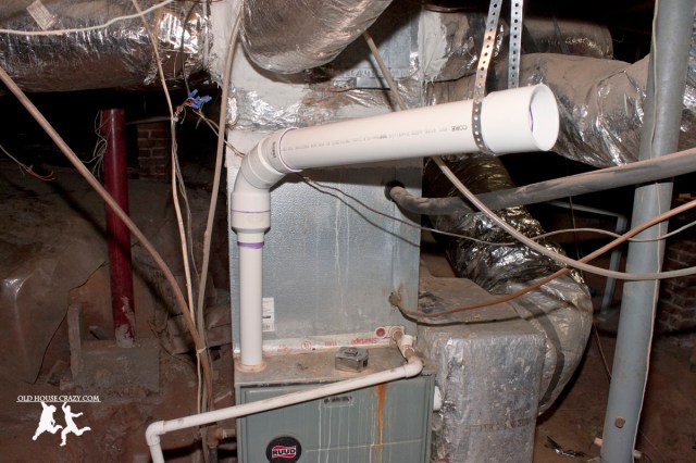 Old House Crazy - DIY - Install a Vent Flue for a Condensing Gas Furnace - 95% Efficient - 10