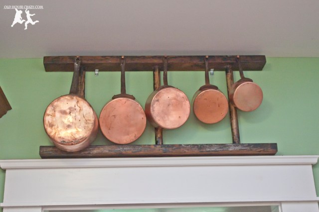 Old House Crazy - DIY - Antique Ladder Wall Pot Rack - 03